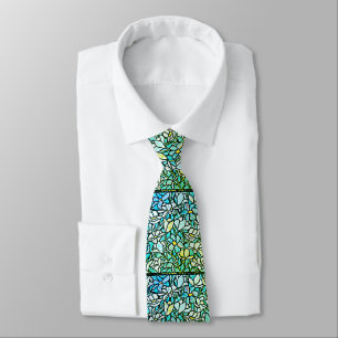 Green Mosaic Floral Tiles Tie