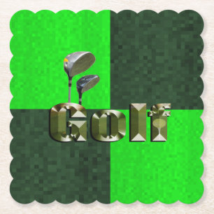 Green Mosaic Golf Clubs, Paper Party Coasters