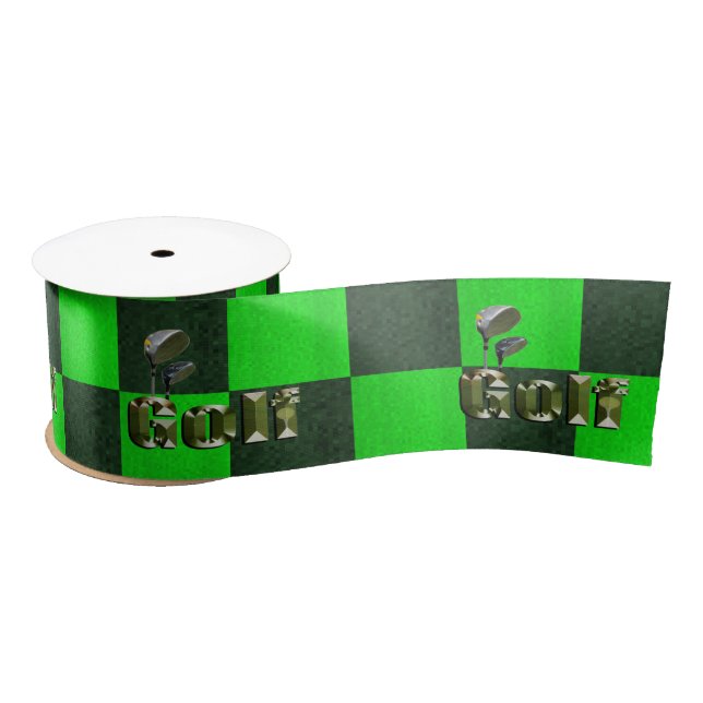 Green Mosaic Golf Clubs, Satin Ribbon (Spool)