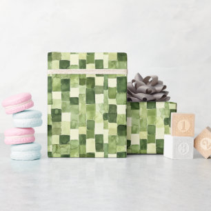 Green Mosaic Pattern Watercolor Style Gifting Wrapping Paper
