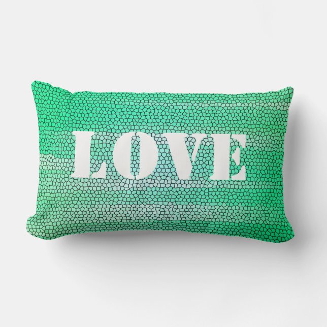 Green Mosaic Pillow-Customisable Lumbar Cushion (Front)