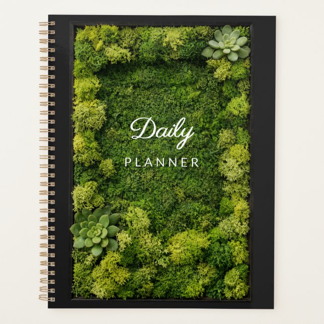 Green Moss Aesthetic Daily Minimalist Wellness Planner (Front)