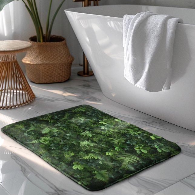 Green Moss And Ferns Texture Mossy Tropical Forest Bath Mat (Creator Uploaded)