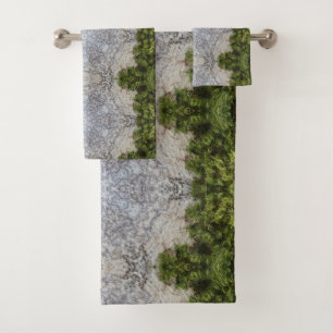 Green Moss & Earth Nature Art Bath Towel Set