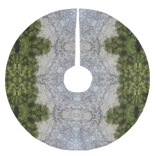 Green Moss & Earth Nature Art Brushed Polyester Tree Skirt