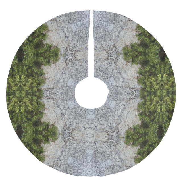 Green Moss & Earth Nature Art Brushed Polyester Tree Skirt (Front)