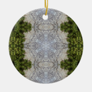 Green Moss & Earth Nature Art Ceramic Ornament
