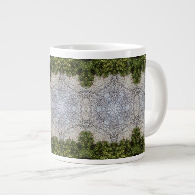 Green Moss & Earth Nature Art Large Coffee Mug (Front Right)