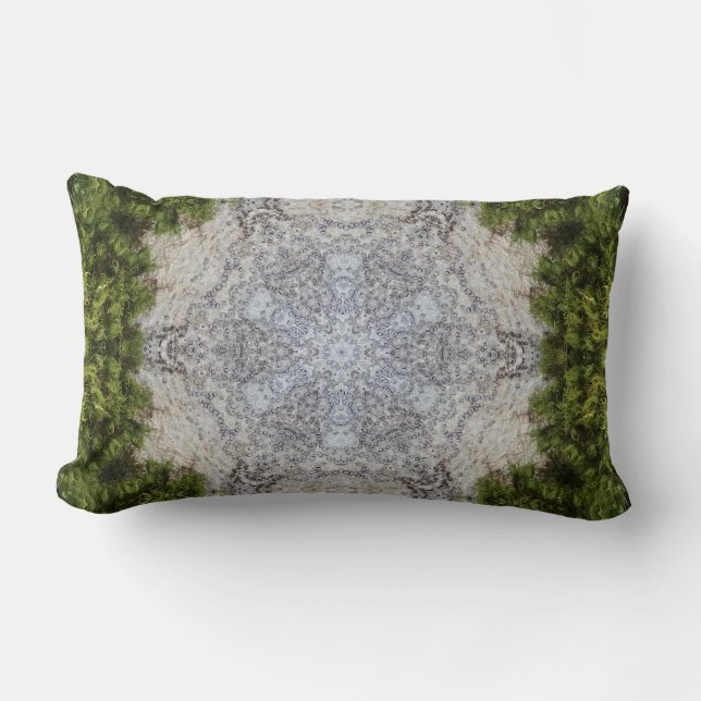Green Moss & Earth Nature Art Lumbar Cushion (Front)
