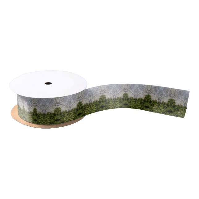 Green Moss & Earth Nature Art Satin Ribbon (Spool)