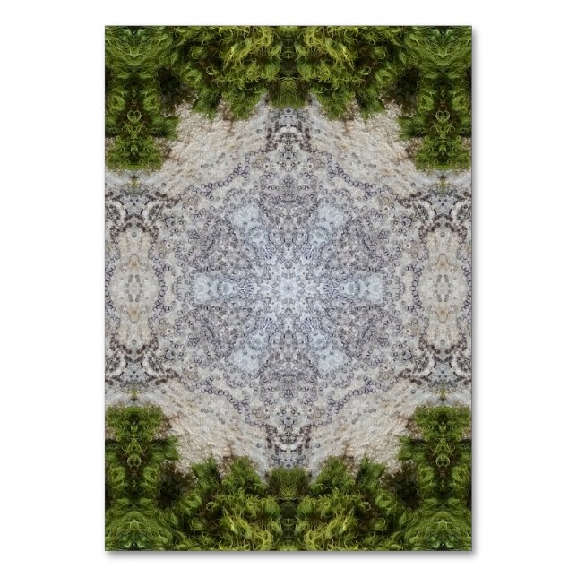 Green Moss & Earth Nature Art Table Number (Front)