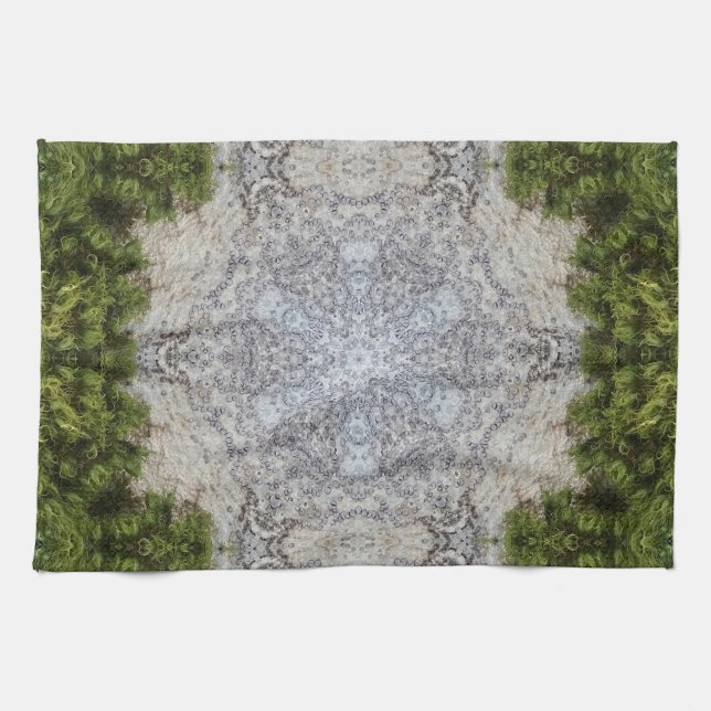 Green Moss & Earth Nature Art Tea Towel (Horizontal)