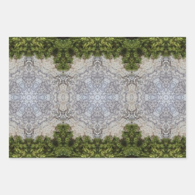 Green Moss & Earth Nature Art Wrapping Paper Sheet (Front)
