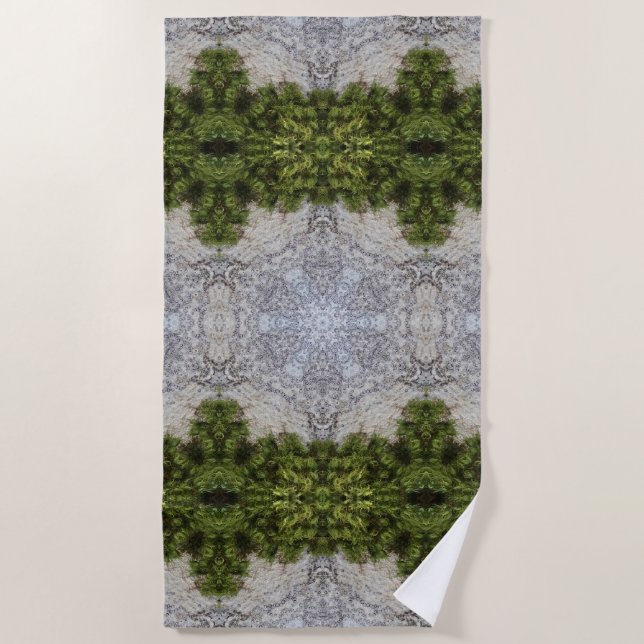 Green Moss & Nature Earth Art Beach Towel (Front)