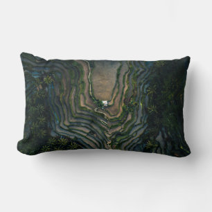 Green moss on black rock lumbar cushion