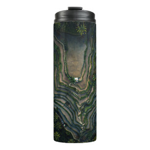 Green moss on black rock thermal tumbler