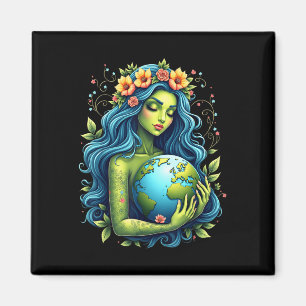 Green Mother Earth Day Gaia Save Our Planet Women Magnet