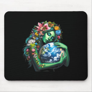 Green Mother Earth Day Gaia Save Our Planet Women Mouse Pad