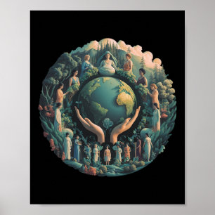 Green Mother Earth Day Gaia Save Our Planet Women Poster