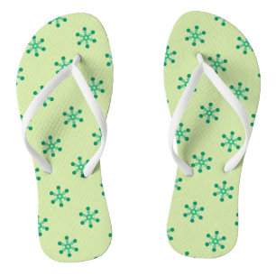 Green Motif Pattern Flip-Flops Thongs