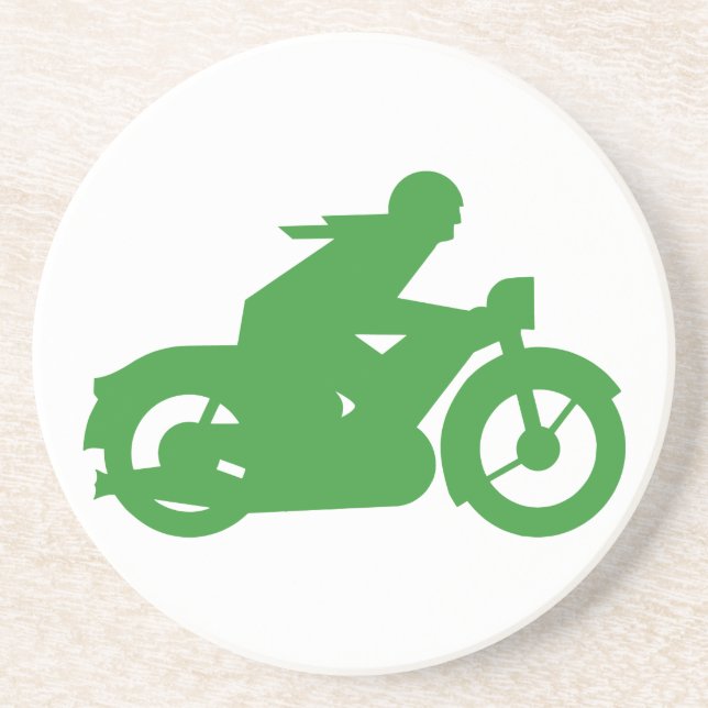 Green Motorbiker Sign Coaster (Front)