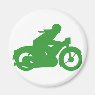 Green Motorbiker Sign Magnet