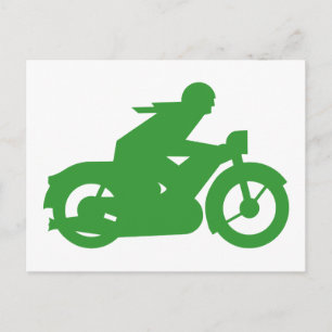 Green Motorbiker Sign Postcard