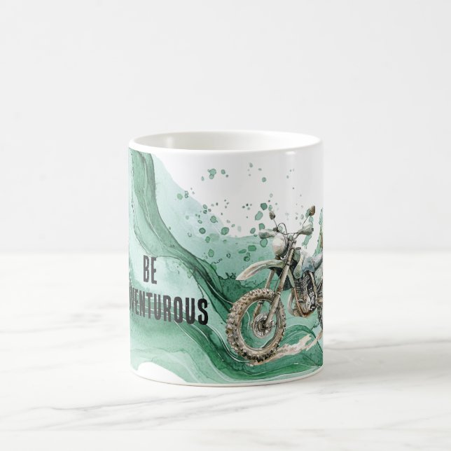 Green Motorcycle Adventure Coffee Mug (Center)