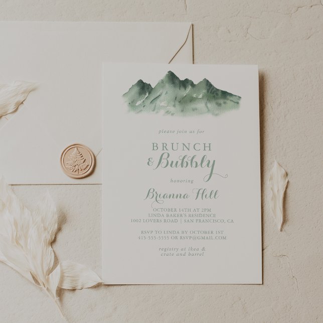 Green Mountain Brunch and Bubbly Bridal Shower Invitation (Creator Uploaded)