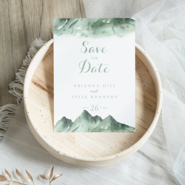 Green Mountain Country Calligraphy Save the Date  Postcard (Creator Uploaded)