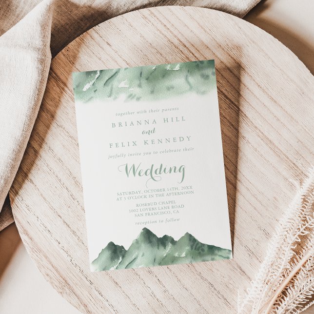 Green Mountain Country Calligraphy Wedding  Invitation (Creator Uploaded)