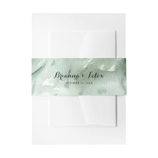 Green Mountain Country Calligraphy Wedding  Invitation Belly Band (Front Example)