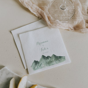 Green Mountain Country Calligraphy Wedding Napkin