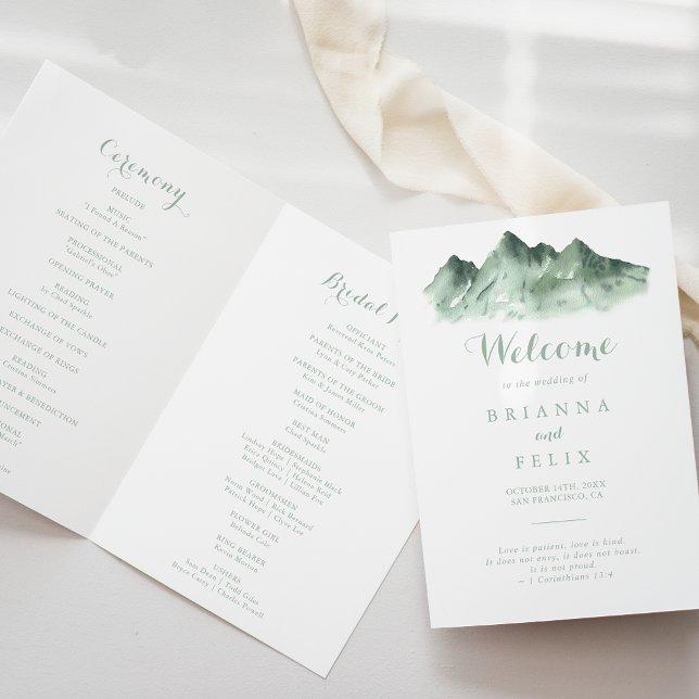 Green Mountain Country Folded Wedding Program (Creator Uploaded)