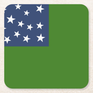 Green mountain flag USA patriotic historical ameri Square Paper Coaster