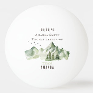 Green mountain landscape wedding team bride ping pong ball