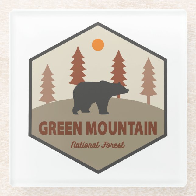 Green Mountain National Forest Bear Glass Coaster (Front)