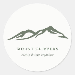 Green Mountain Silhouette Sketch Climbing Camping  Classic Round Sticker