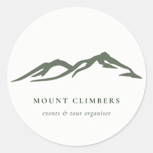 Green Mountain Silhouette Sketch Climbing Camping  Classic Round Sticker