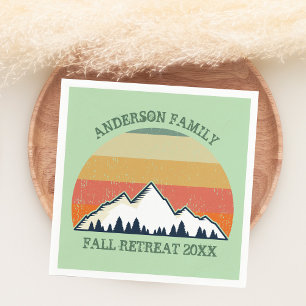 Green Mountain Sunset Forest Family Reunion Party Napkin