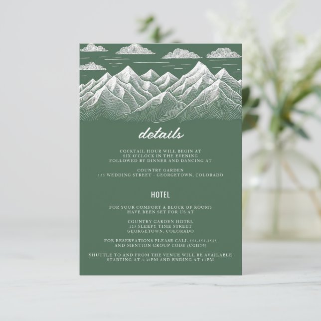 Green Mountain Wedding Enclosure Card (Standing Front)