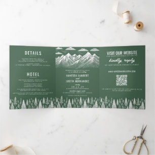 Green Mountain Wedding Tri-Fold Invitation