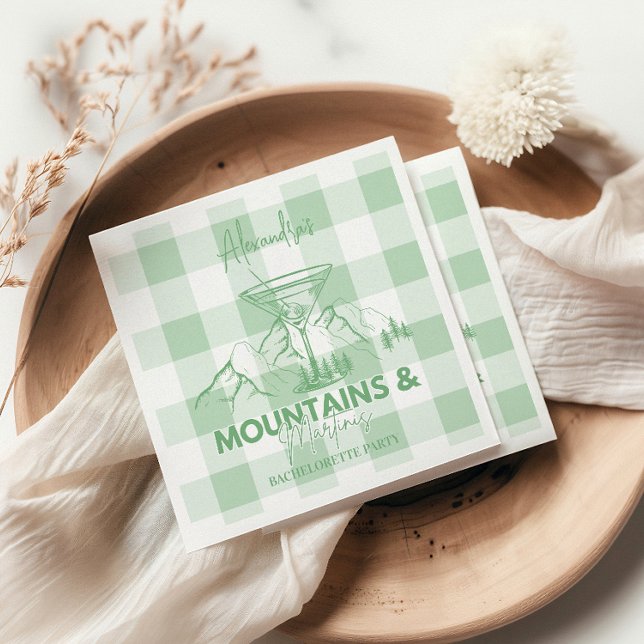 Green Mountains and Martinis Bachelorette Napkin (Creator Uploaded)
