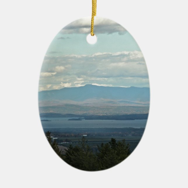 Green Mountains Ceramic Ornament (Front)