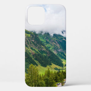 Green mountains covered with forest and green gras iPhone 12 case