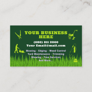 Green Mowing Service Business Card Lawn Care