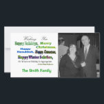 Green Multi holiday greetings<br><div class="desc">Green Multi holiday greeting for Christmas Hanukkah Kwanzaa Solstice Holidays</div>