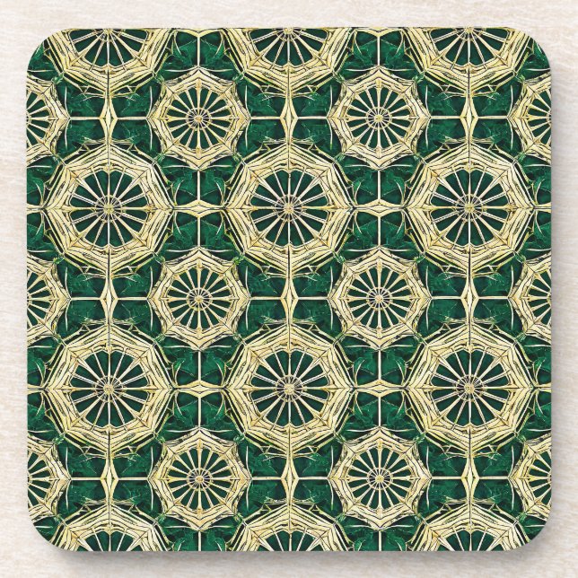 Green Multicolor Pattern Coaster (Front)