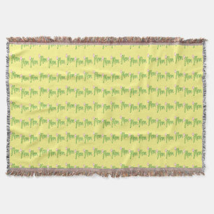 Green mum text on yellow throw blanket