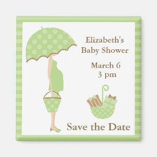 Green Mum to be with Umbrella Magnet
